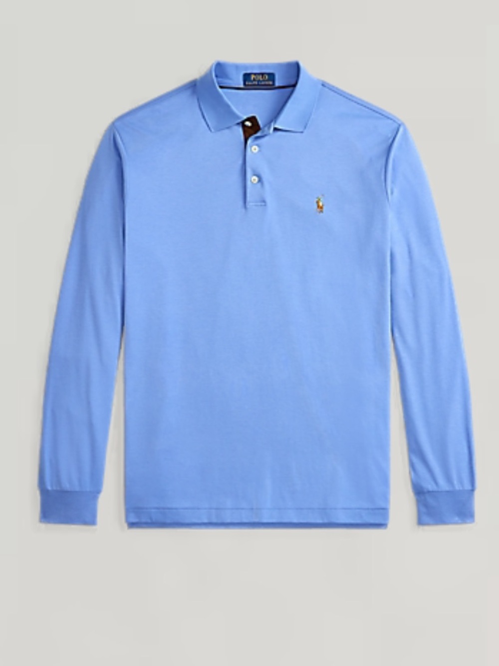 NWT ✨ Polo by Ralph Lauren Long Sleeve Polo Shirt - Light Blue Classic Fit -Med.